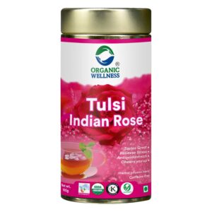 Tulsi Indian Rose Tea Tin Pack (100 Gm) | Made With Tulsi & Fragrant Indian Rose | Rich In Antioxidants | Stress Reliever | Immunity Booster | Good For Skin